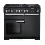 Rangemaster PDL100DFFCB/C, Professional Deluxe Dual Fuel 100cm Range Cooker,Charcoal Black with Chrome Trim
