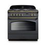 Rangemaster CLAS90FXDFFSL/B, Classic  Dual Fuel 90cm Range Cooker,Slate with Brass Trim
