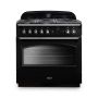 Rangemaster CLAS90FXDFFBL/C, Classic  Dual Fuel 90cm Range Cooker,Black with Chrome Trim