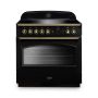 Rangemaster CLAS90FXEIBL/B, Classic  Induction 90cm Range Cooker,Black with Brass Trim