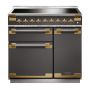 Rangemaster ELS90EISL/AB, Elise Luxe Induction 90cm Range Cooker,Slate with Brass Trim