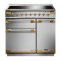 Rangemaster ELS90EISS/AB, Elise Luxe Induction 90cm Range Cooker,Stainless Steel with Brass Trim