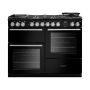 Rangemaster NEXO110DFPGBLCM1, Nexus 110 Dual Fuel Range Cooker, Gloss Black with Chrome trim