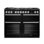Rangemaster NEXB110DFPGBLCM1, Nexus 110 Dual Fuel Range Cooker, Gloss Black with Chrome trim