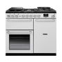 Rangemaster NEX100DFPWHTCM1, Nexus 100 Dual Fuel Range Cooker, White with Chrome trim