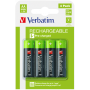 Verbatim 49517, AA Rechargeable Batteries - 4 Pack