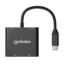 Manhattan 154321, USB-C PD to Dual-HDMI Monitor Adapter for Laptop and Tablet