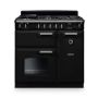 Rangemaster CL90DFPGBL/CM1, Classic  Dual Fuel 90cm Range Cooker,Gloss Black with Chrome Trim