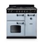 Rangemaster CL90DFPMSB/CM1, Classic  Dual Fuel 90cm Range Cooker,Misty Blue with Chrome Trim