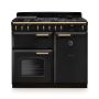 Rangemaster CLDL100DFPCBL/AB1, Classic Deluxe Dual Fuel 100cm Range Cooker,Charcoal Black with BrassTrim