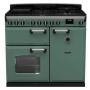 Rangemaster CLDL100DFPMGR/CM1, Classic Deluxe Dual Fuel 100cm Range Cooker,Mineral Green with Chrome Trim