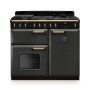 Rangemaster CLDL100DFPSLT/AB1, Classic Deluxe Dual Fuel 100cm Range Cooker,Slate with Brass Trim