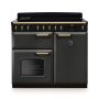 Rangemaster CLDL100EIPSLT/AB1, Classic Deluxe Induction 100cm Range Cooker,Slate with Brass Trim