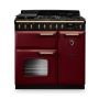 Rangemaster CLDL90DFPBOR/AB1, Classic Deluxe Dual Fuel 90cm Range Cooker,Bordeaux with Brass Trim