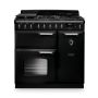 Rangemaster CLDL90DFPGBL/CM1, Classic Deluxe Dual Fuel 90cm Range Cooker,Gloss Black with Chrome Trim