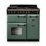 Rangemaster CLDL90DFPMGR/AB1, Classic Deluxe Dual Fuel 90cm Range Cooker,Mineral Green with Brass Trim