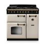 Rangemaster CLDL90DFPPCR/AB1, Classic Deluxe Dual Fuel 90cm Range Cooker,Pale Cream with Brass Trim