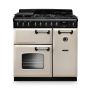 Rangemaster CLDL90DFPPCR/CM1, Classic Deluxe Dual Fuel 90cm Range Cooker,Pale Cream with Chrome Trim