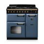 Rangemaster CLDL90DFPSTB/AB1, Classic Deluxe Dual Fuel 90cm Range Cooker,Stone Blue with Brass Trim