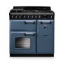Rangemaster CLDL90DFPSTB/CM1, Classic Deluxe Dual Fuel 90cm Range Cooker,Stone Blue with Chrome Trim