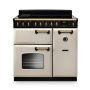 Rangemaster CLDL90EIPPCR/AB1, Classic Deluxe Induction 90cm Range Cooker,Pale Cream with Brass Trim