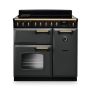 Rangemaster CLDL90EIPSLT/AB1, Classic Deluxe Induction 90cm Range Cooker,Slate with Brass Trim
