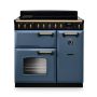 Rangemaster CLDL90EIPSTB/AB1, Classic Deluxe Induction 90cm Range Cooker,Stone Blue with Brass Trim