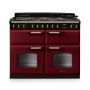 Rangemaster CLDLB110DFPBOR/AB1, Classic Deluxe Dual Fuel 110cm Range Cooker,Bordeaux with Brass Trim