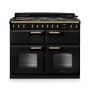 Rangemaster CLDLB110DFPCBL/AB1, Classic Deluxe Dual Fuel 110cm Range Cooker,Charcoal Black with BrassTrim