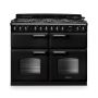 Rangemaster CLDLB110DFPCBL/CM1, Classic Deluxe Dual Fuel 110cm Range Cooker,Charcoal Black with Chrome Trim