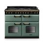 Rangemaster CLDLB110DFPMGR/AB1, Classic Deluxe Dual Fuel 110cm Range Cooker,Mineral Green with Brass Trim