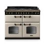 Rangemaster CLDLB110DFPPCR/AB1, Classic Deluxe Dual Fuel 110cm Range Cooker,Pale Cream with Brass Trim