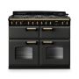 Rangemaster CLDLB110DFPSLT/AB1, Classic Deluxe Dual Fuel 110cm Range Cooker,Slate with Brass Trim