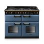 Rangemaster CLDLB110DFPSTB/AB1, Classic Deluxe Dual Fuel 110cm Range Cooker,Stone Blue with Brass Trim