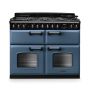 Rangemaster CLDLB110DFPSTB/CM1, Classic Deluxe Dual Fuel 110cm Range Cooker,Stone Blue with Chrome Trim