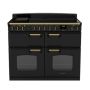 Rangemaster  CLDLB110EIPCBL/AB1, Classic Deluxe 110cm Induction Range Cooker (Slow Oven) , Black with Antique Brass Trim