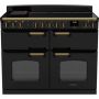 Rangemaster  CLDLB110EIPGBL/AB1, Classic Deluxe 110cm Induction Range Cooker (Slow Oven) , Black with Antique Brass Trim