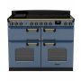 Rangemaster  CLDLB110EIPSTB/AB1, Classic Deluxe 110cm Induction Range Cooker (Slow Oven) , Stone Blue with Antique Brass Trim