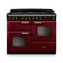 Rangemaster CLDLO110DFPBOR/AB1, Classic Deluxe Dual Fuel 110cm Range Cooker,Bordeaux with Brass Trim