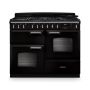 Rangemaster CLDLO110DFPGBL/CM1, Classic Deluxe Dual Fuel 110cm Range Cooker,Gloss Black with Chrome Trim