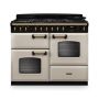 Rangemaster CLDLO110DFPPCR/AB1, Classic Deluxe Dual Fuel 110cm Range Cooker,Pale Cream with Brass Trim