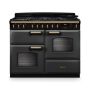 Rangemaster CLDLO110DFPSLT/AB1, Classic Deluxe Dual Fuel 110cm Range Cooker,Slate with Brass Trim