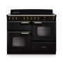 Rangemaster CLDLO110EIPCBL/AB1, Classic Deluxe Induction 110cm Range Cooker,Charcoal Black with BrassTrim