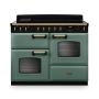 Rangemaster CLDLO110EIPMGR/AB1, Classic Deluxe Induction 110cm Range Cooker,Mineral Green with Brass Trim
