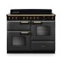 Rangemaster CLDLO110EIPSLT/AB1, Classic Deluxe Induction 110cm Range Cooker,Slate with Brass Trim