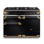 Rangemaster ELS110DFFGB/BE, Elise Dual Fuel 110cm Range Cooker,Gloss Black with Brass Trim