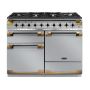 Rangemaster ELS110DFFSS/BE, Elise Luxe Dual Fuel 110cm Range Cooker,Stainless Steel with Brass Trim