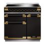 Rangemaster ELS90EIGB/BE, Elise Luxe Induction 90cm Range Cooker,Gloss Black with Brass Trim