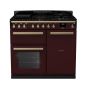 Rangemaster ESDL100DFPBOR/AB1, Estel Deluxe Dual Fuel 100cm Range Cooker,Bordeaux with Brass Trim