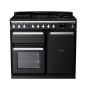 Rangemaster ESDL100DFPGBL/CM1, Estel Deluxe Dual Fuel 100cm Range Cooker,Gloss Black with Chrome Trim